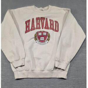 Harvard University Crewneck Sweatshirt Oatmeal Veritas Crest Mens Medium M